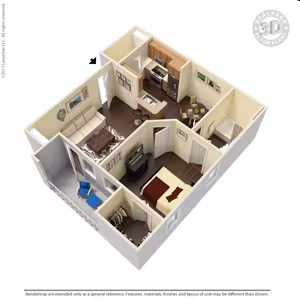 1 Bed • 1 Bath 7302 floor plan